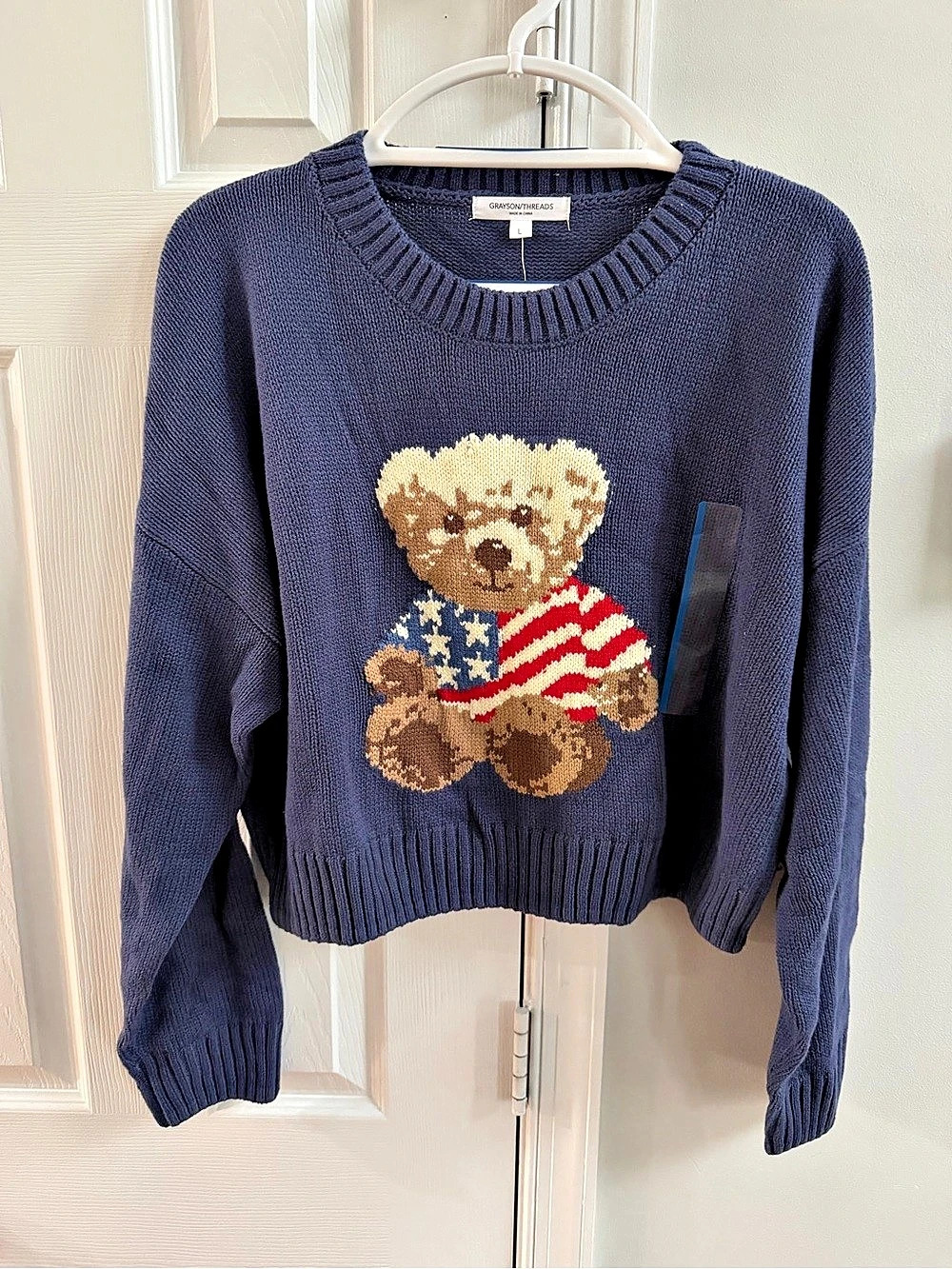 Grayson Threads Teddy Bear Flag Sweater
